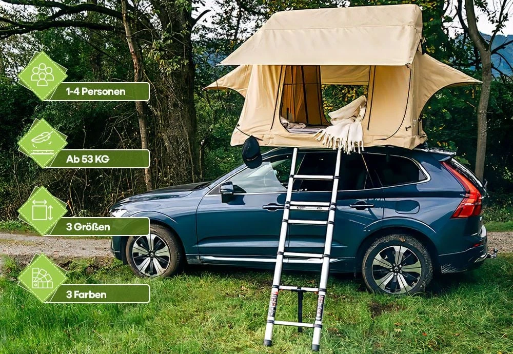 OutdoorU Expedition 3 Personen Dachzelt - Grey 4 OutdoorU Expedition 3 Personen Dachzelt - Grey – Bild 2