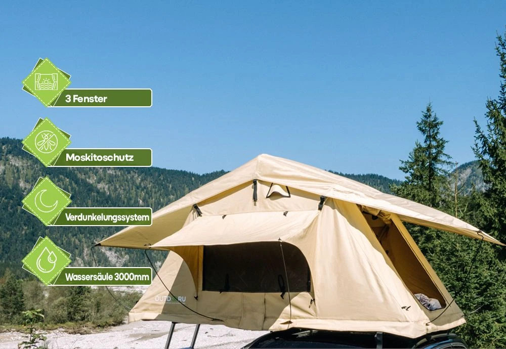 OutdoorU Expedition 3 Personen Dachzelt - Khaki 5 OutdoorU Expedition 3 Personen Dachzelt - Khaki – Bild 3