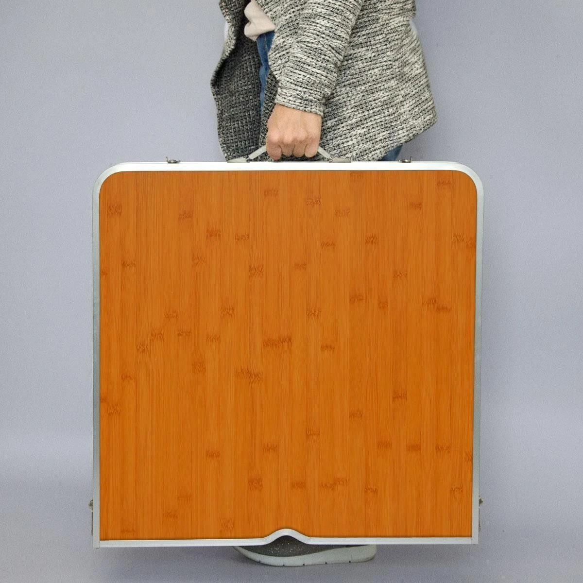 AMANKA 120x60 Bambus-Optik Campingtisch Mit 4 Hockern 7 AMANKA 120x60 Bambus-Optik Campingtisch Mit 4 Hockern – Bild 5