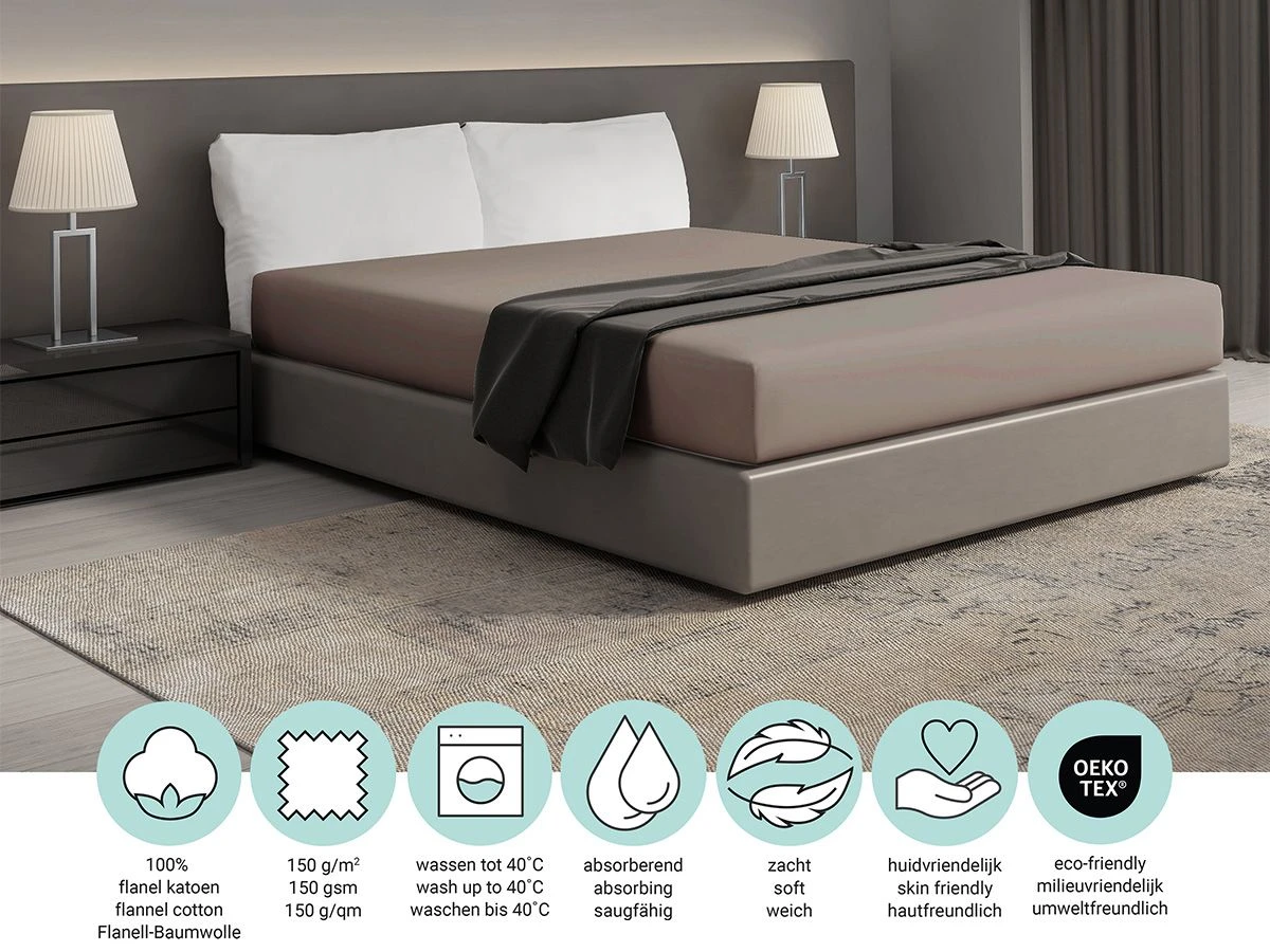DoubleDry Flanel 90x200 Cm Spannbettlaken - Beige 6 DoubleDry Flanel 90x200 Cm Spannbettlaken - Beige – Bild 4
