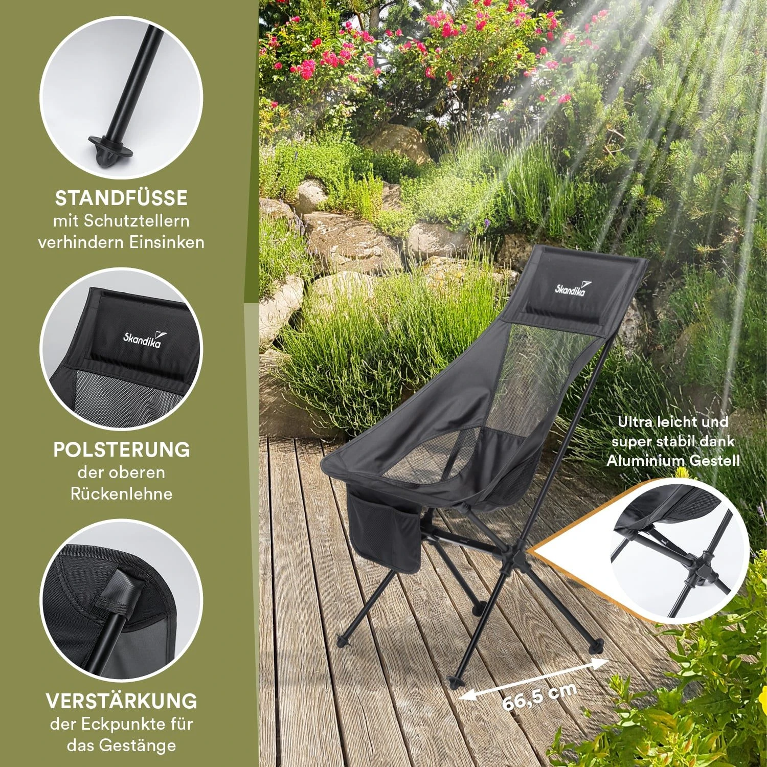 Skandika Compact Campingstuhl - Black 4 Skandika Compact Campingstuhl - Black – Bild 2