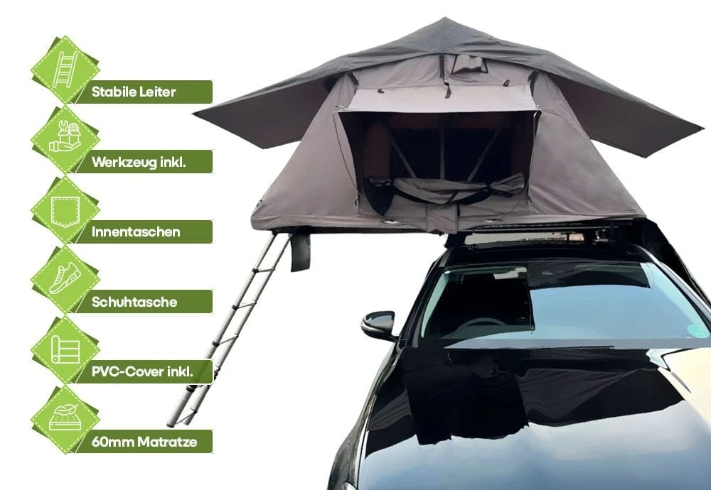 OutdoorU Expedition 3 Personen Dachzelt - Grey 6 OutdoorU Expedition 3 Personen Dachzelt - Grey – Bild 4