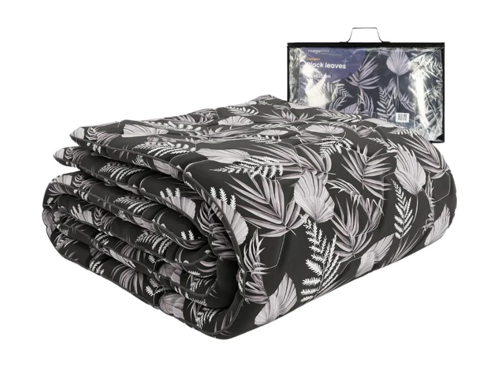 HappyBed Black Leaves All Year Bettdecke - 160 X 220 Cm 3 HappyBed Black Leaves All Year Bettdecke - 160 X 220 Cm